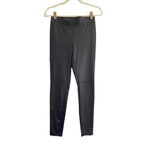 Trouve Women’s XS Black Mid Rise Faux Leather Leggings Pant Stretch Pullon #550